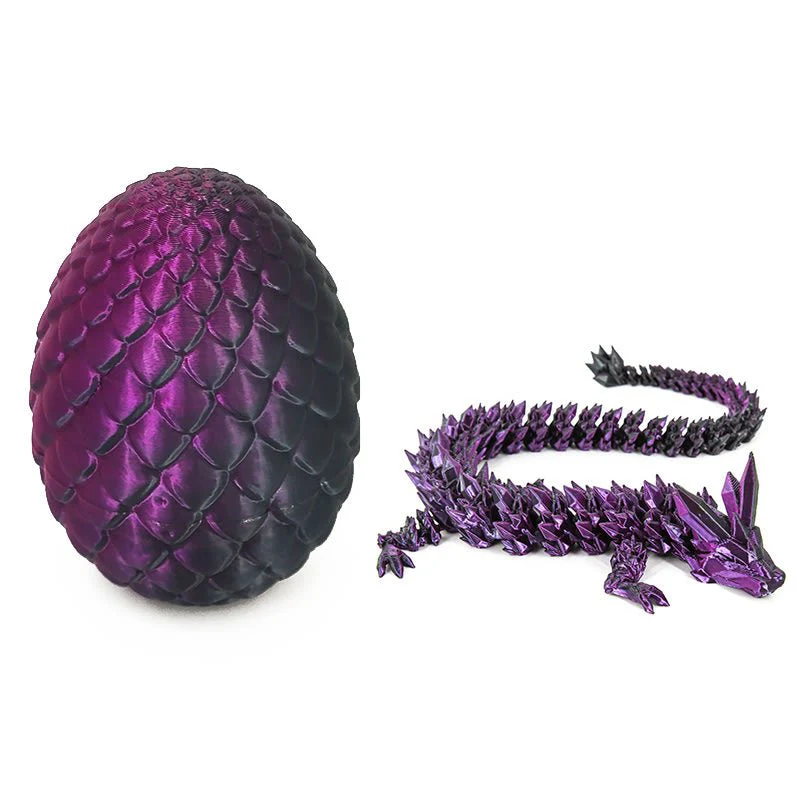 3D Printed Dragon Egg Fidget Toy ā Purple & Black Dragon