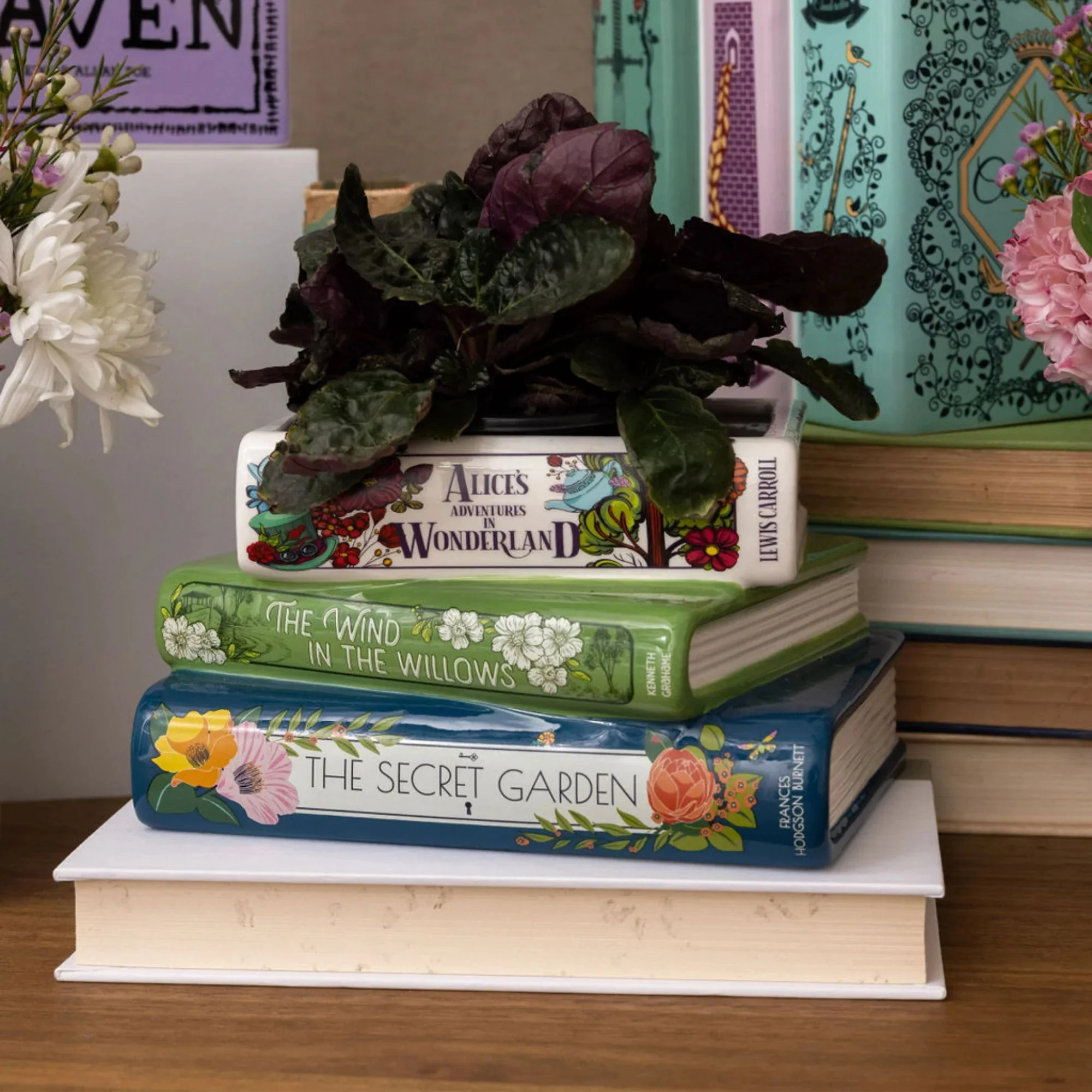 Alice in Wonderland Ceramic Book Vase Stack - Image 4
