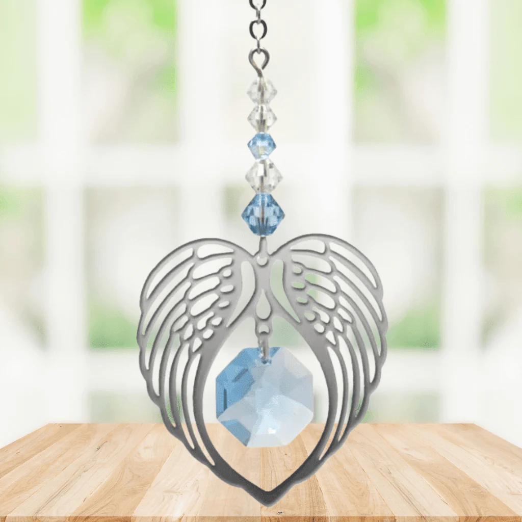 Wild Things Aquamarine Angel Wing Heart ā March Birthstone Gift - Image 2