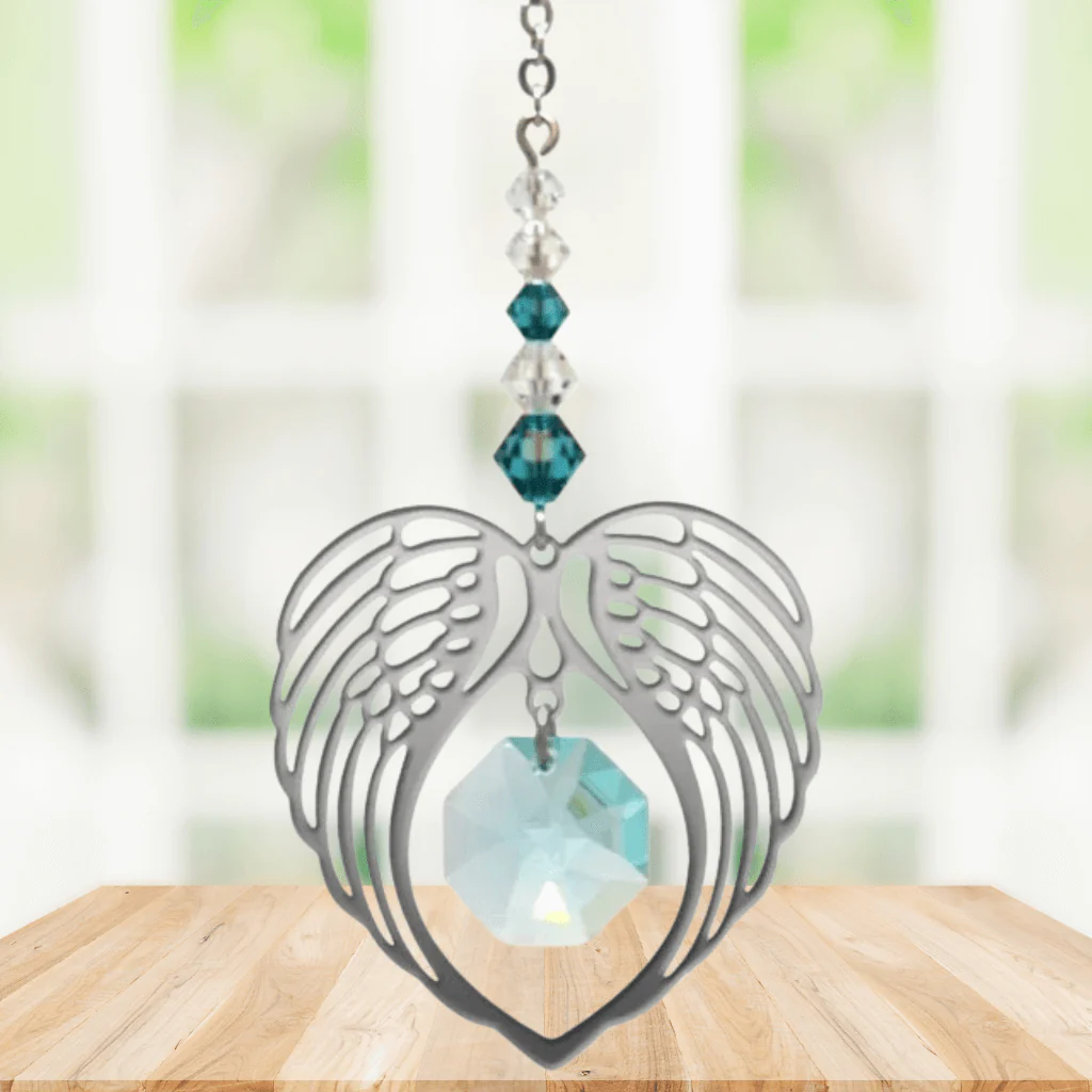 Wild Things Blue Zircon Angel Wing Heart – December Birthstone Gift - Image 2