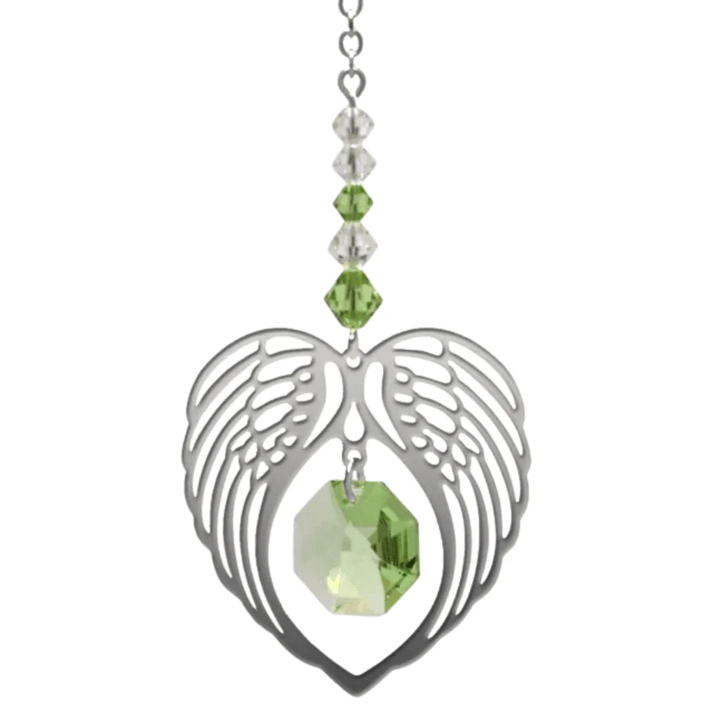 Wild Things Peridot Angel Wing Heart ā August Birthstone Gift