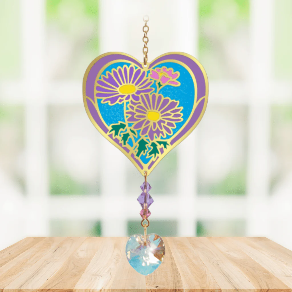 Aster Heart Crystal Suncatcher – Fabulous Florals - Image 2