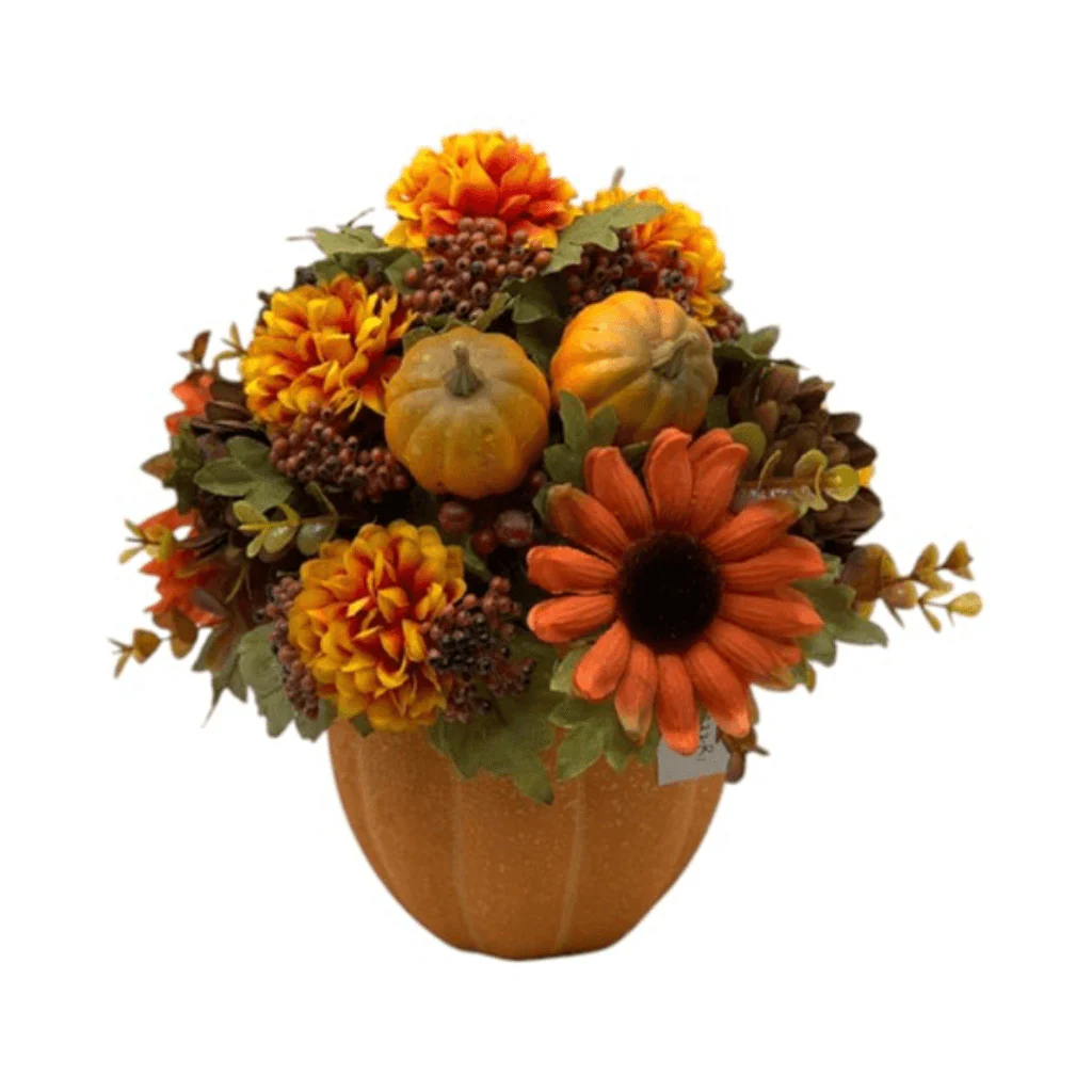 Autumn Pumpkin Floral Ceramic Vase