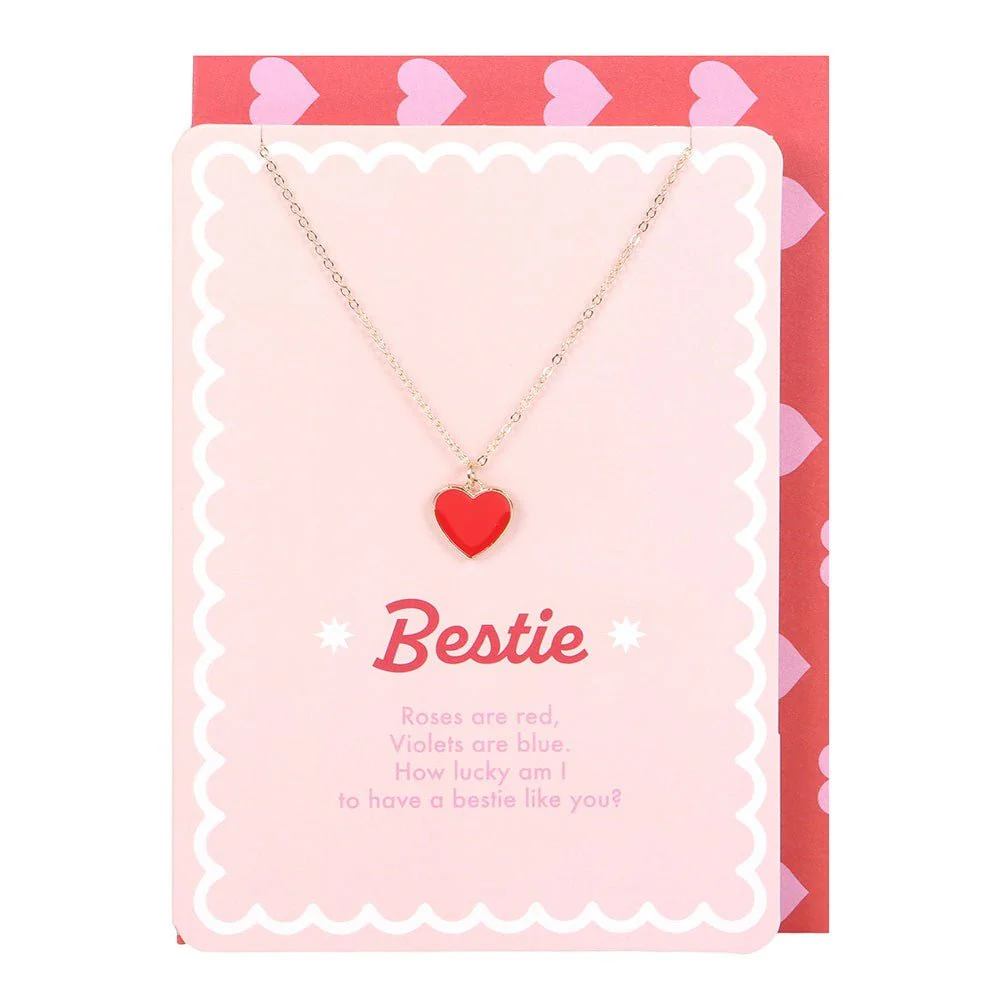 Besties Heart Necklace Greeting Card
