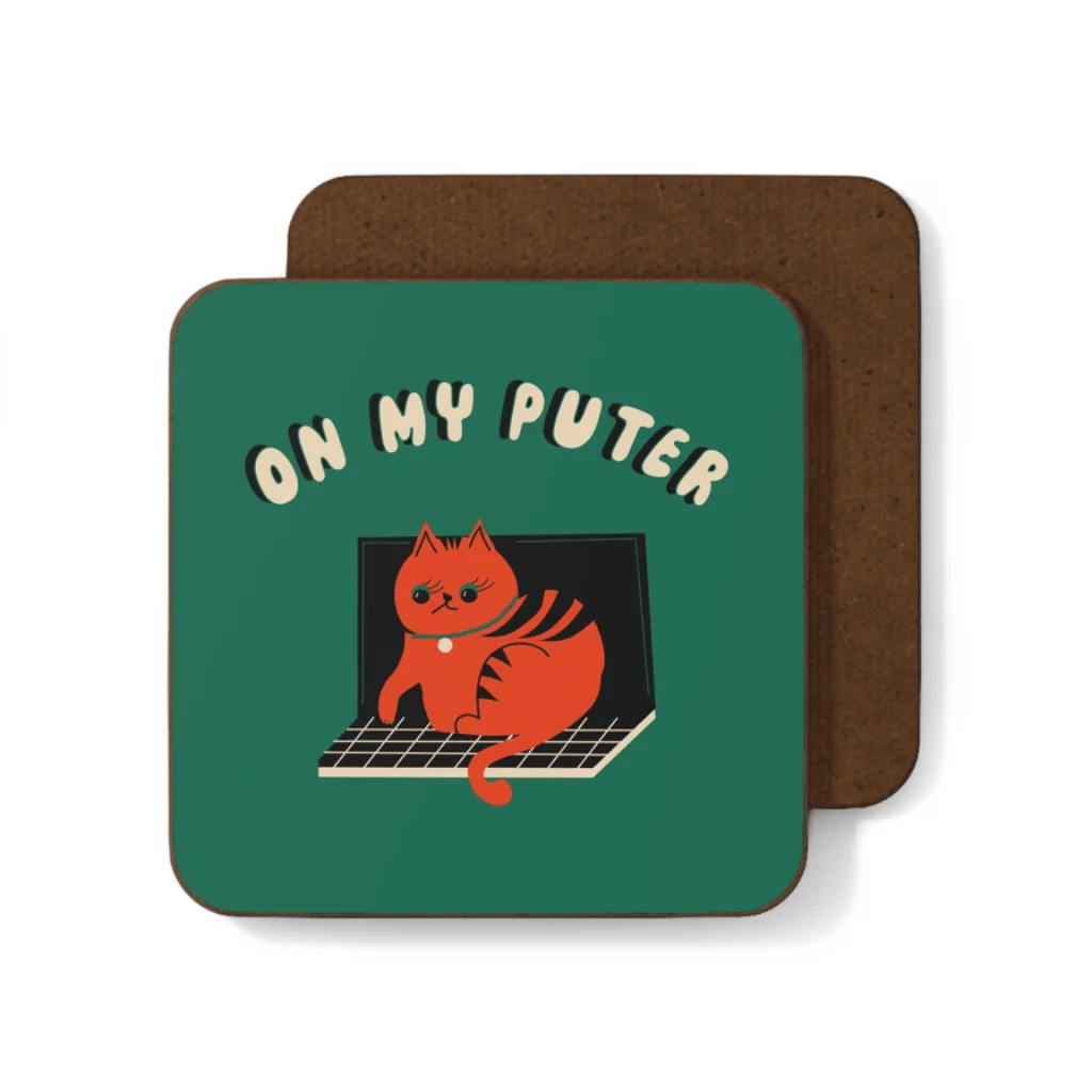 Betiobca On My Puter Cat Coaster