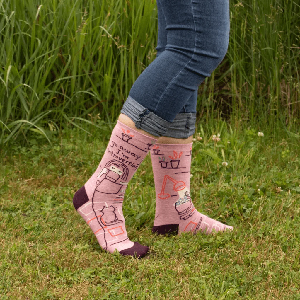 Blue Q Go Away I’m Introverting Women’s Crew Socks - Image 3