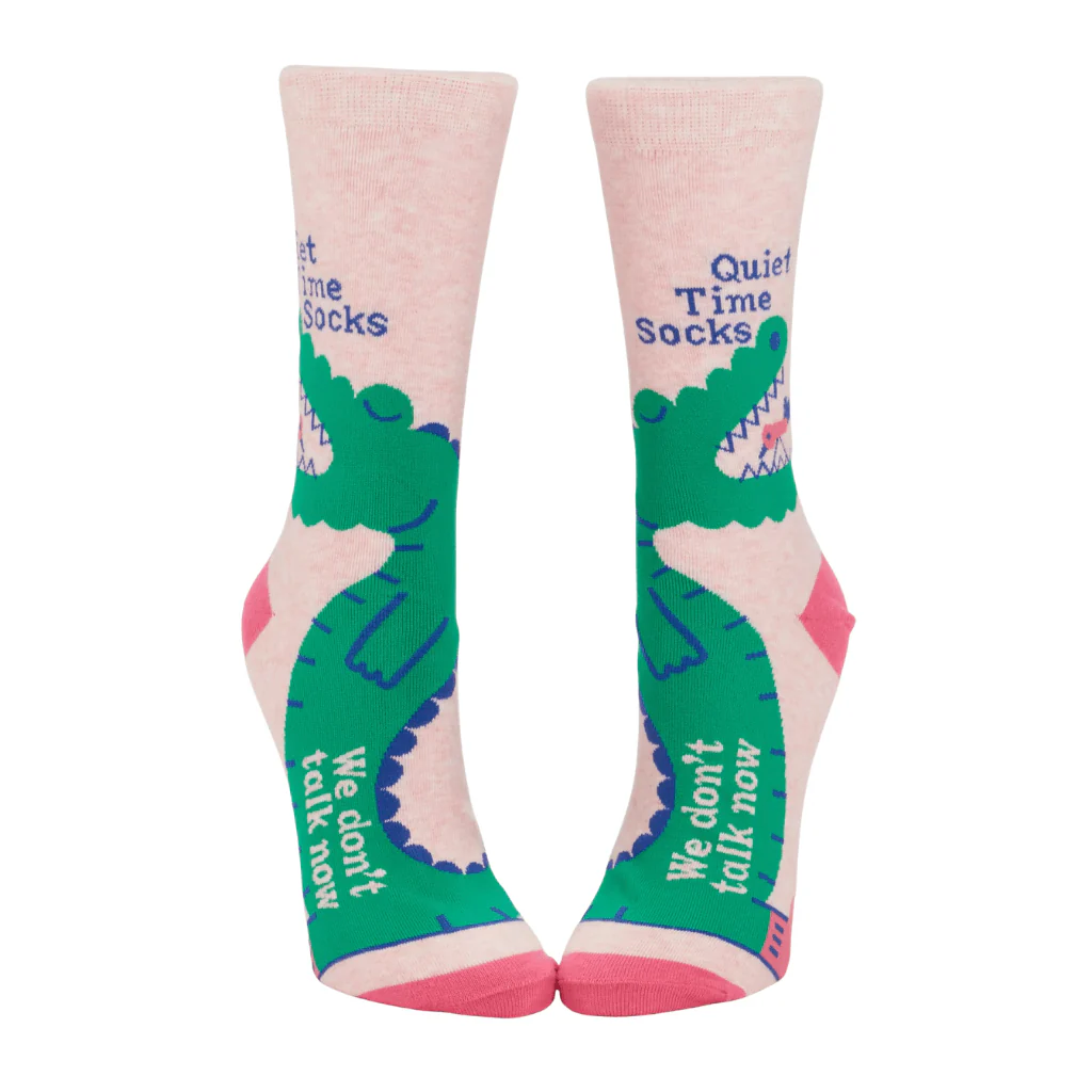 Blue Q Quiet Time Socks We Donât Talk Now Womenâs Crew Socks - Image 2