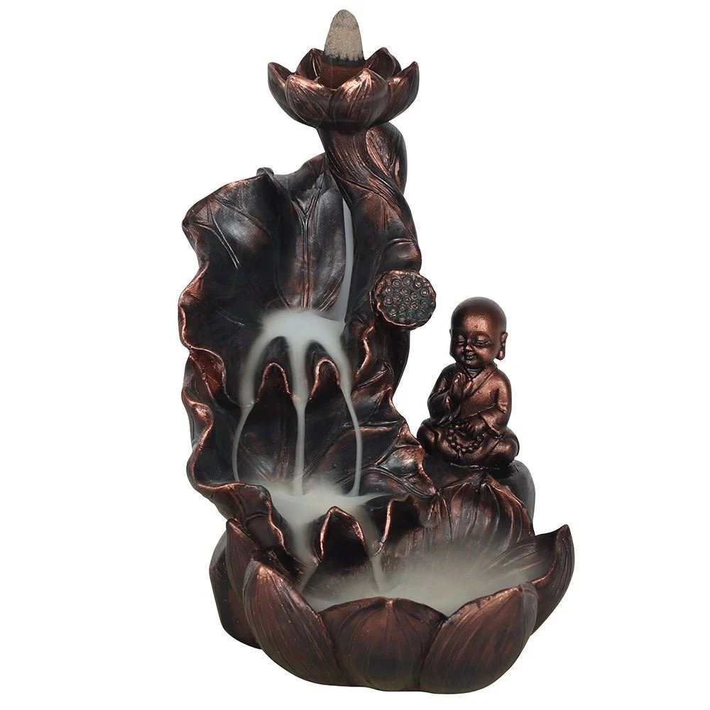 Bronze Effect Backflow Incense Burner - Buddha