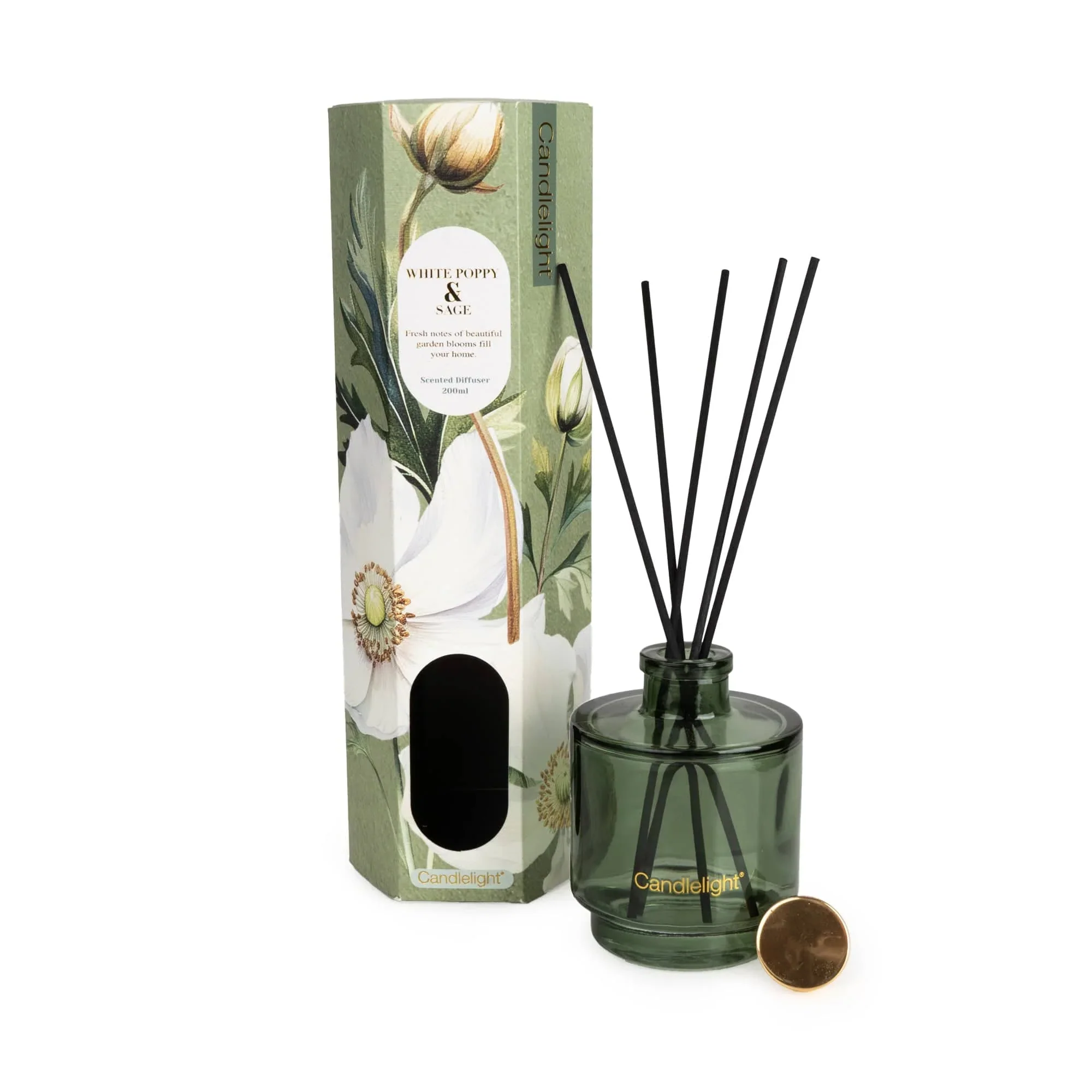 Candlelight 200ml Reed Diffuser β White Poppy & Sage