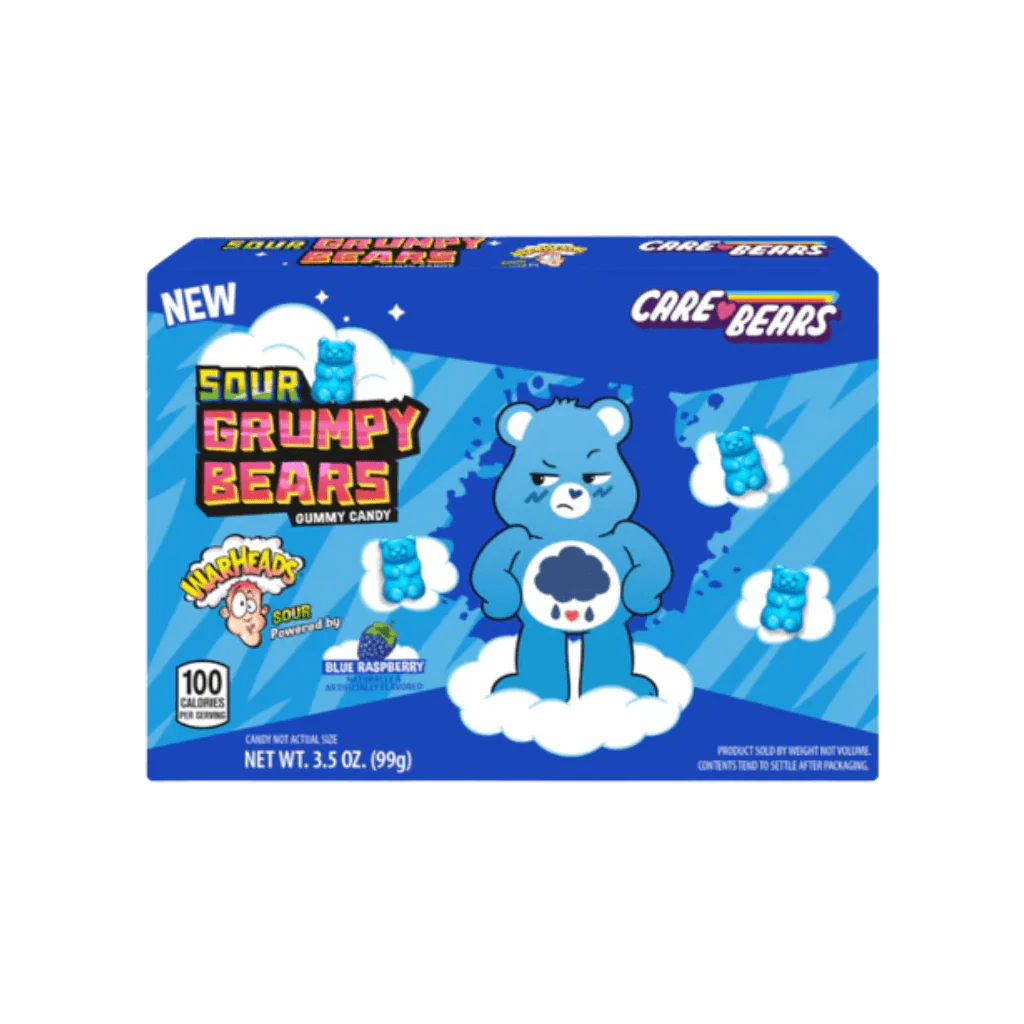 Care Bears Sour Grumpy Bears Blue Raspberry Gummy Theatre Box (99g)