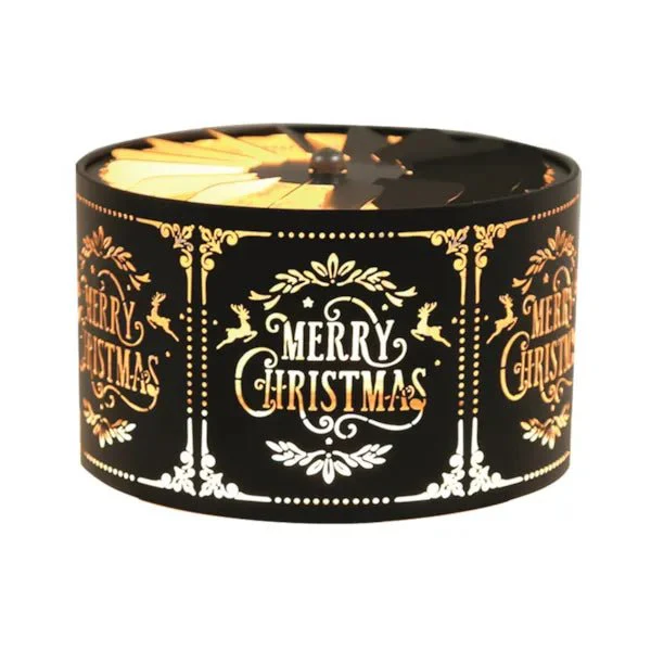 Merry Christmas Spinning Carousel Candle Shade ā Black & Gold