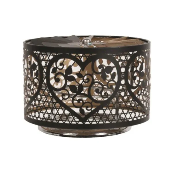 Filigree Heart Spinning Carousel Candle Shade – Black & Gold - Image 2