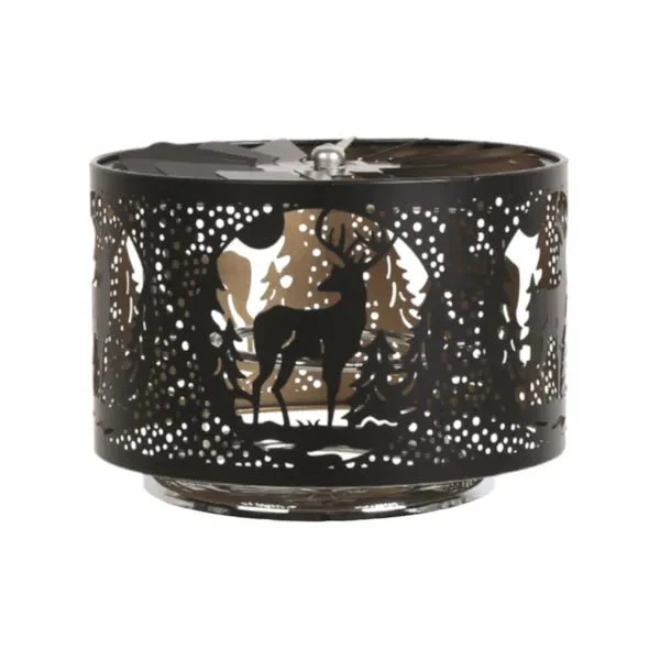 Reindeer Spinning Carousel Candle Shade – Black & Gold - Image 2