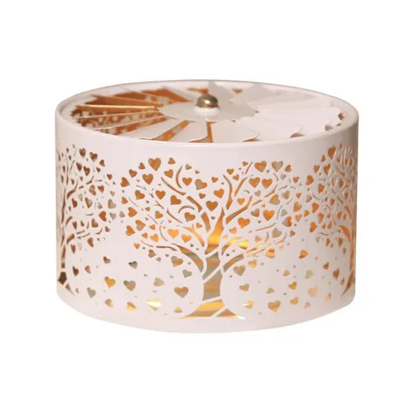 Tree of Hearts Spinning Carousel Candle Shade – White