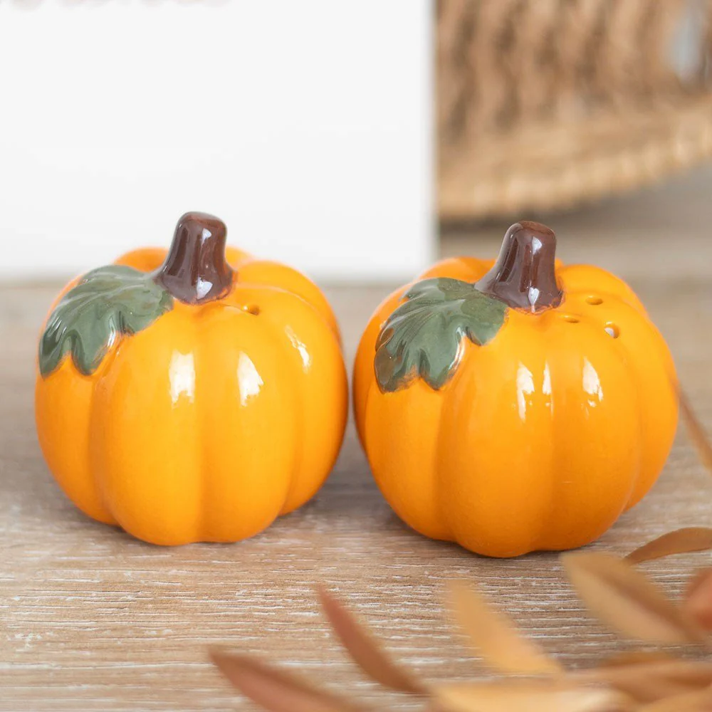 Ceramic Pumpkin Salt & Pepper Shakers – Autumn Homeware Gift