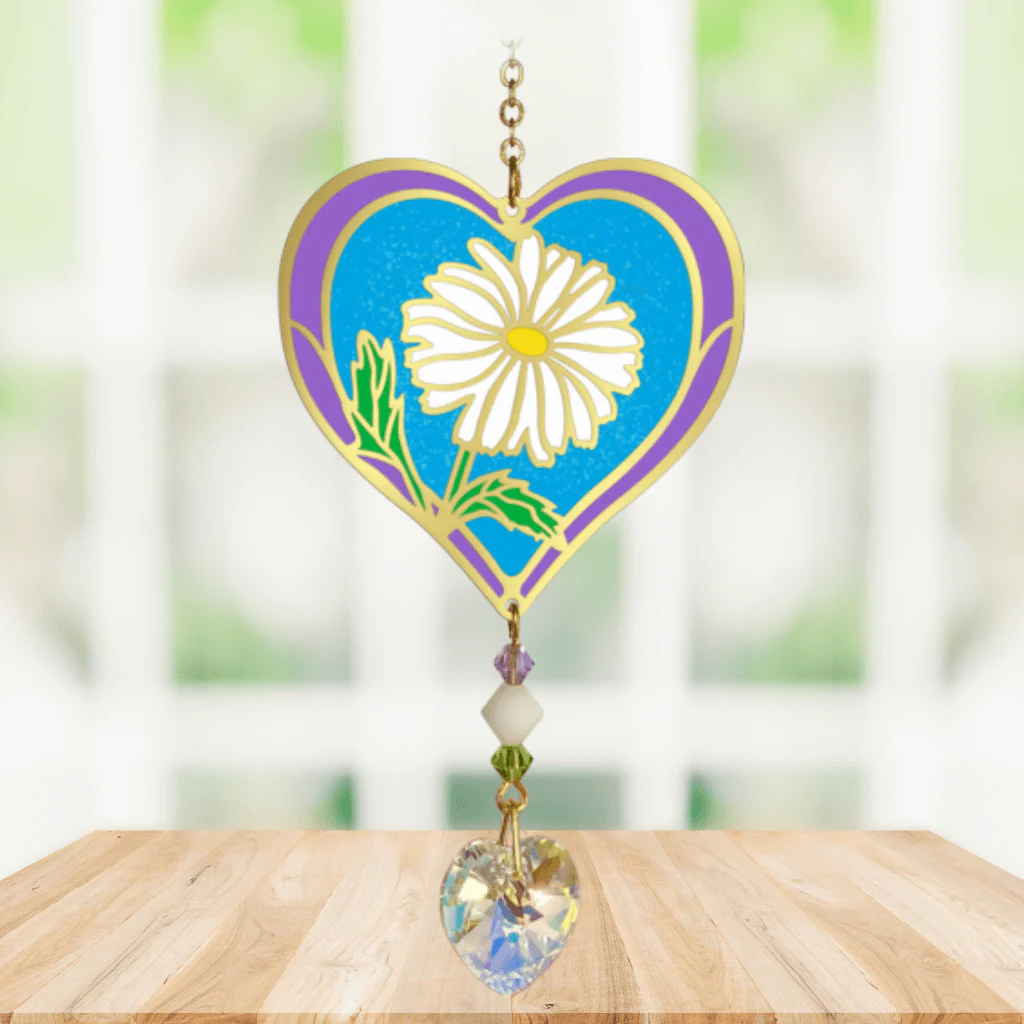 Daisy Heart Crystal Suncatcher – Fabulous Florals - Image 2