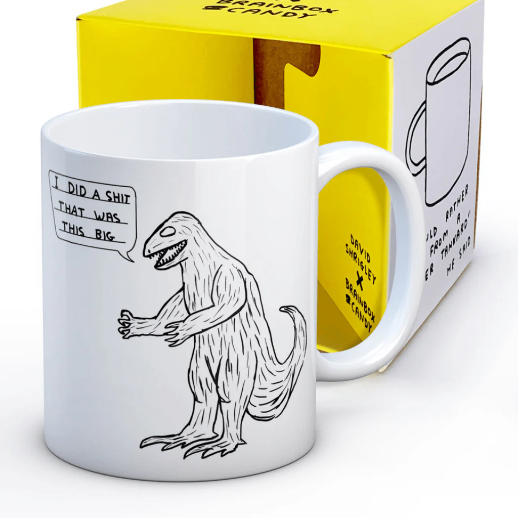 David Shrigley I Did a Shit That Was This Big Dinosaur Mug
