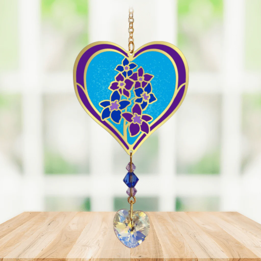 Delphinium Heart Crystal Suncatcher – Fabulous Florals - Image 2
