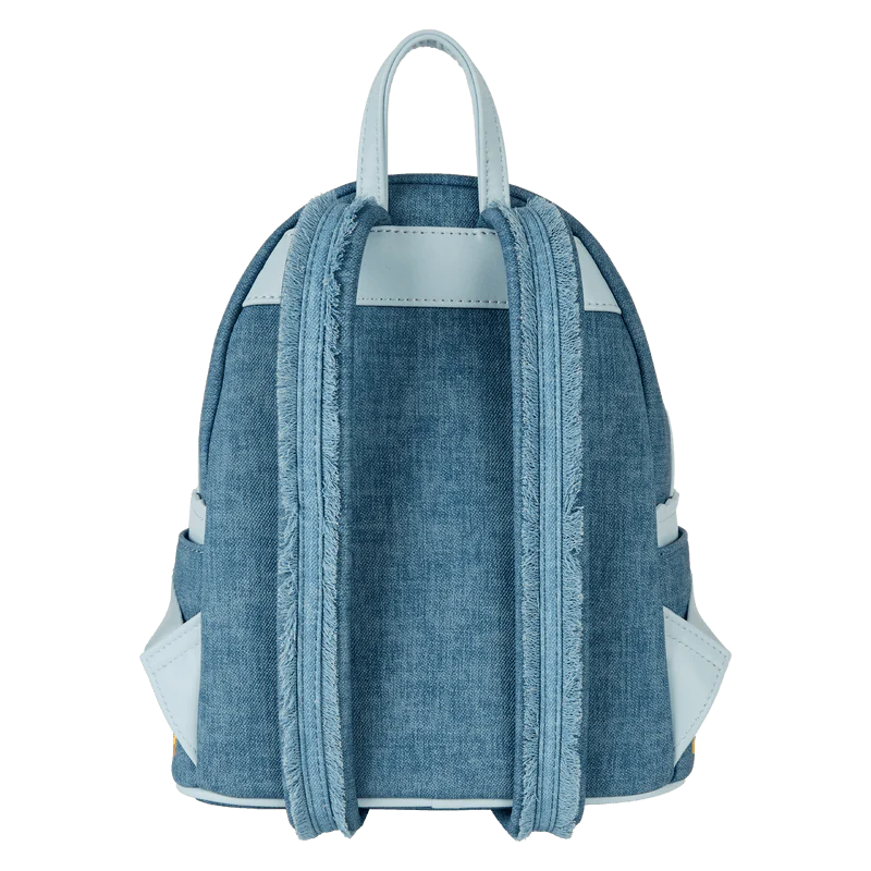 Loungefly Disney Dogs & Cats Floral Faux Denim Fringe Mini Backpack - Image 4