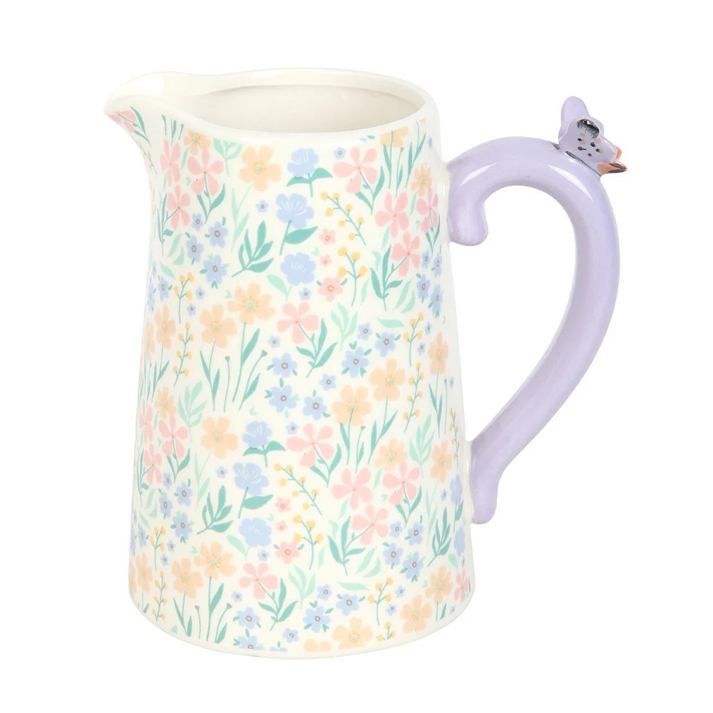 Ditsy Floral Print Ceramic Flower Jug with Butterfly - Image 2