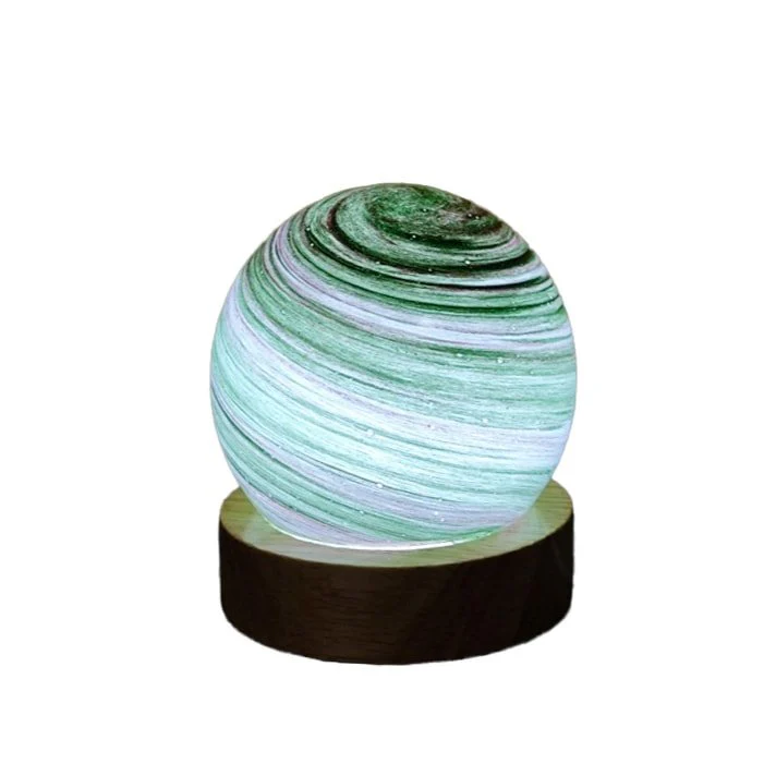 Emerald Solstice Planet Night Light – USB Cosmic Globe Lamp