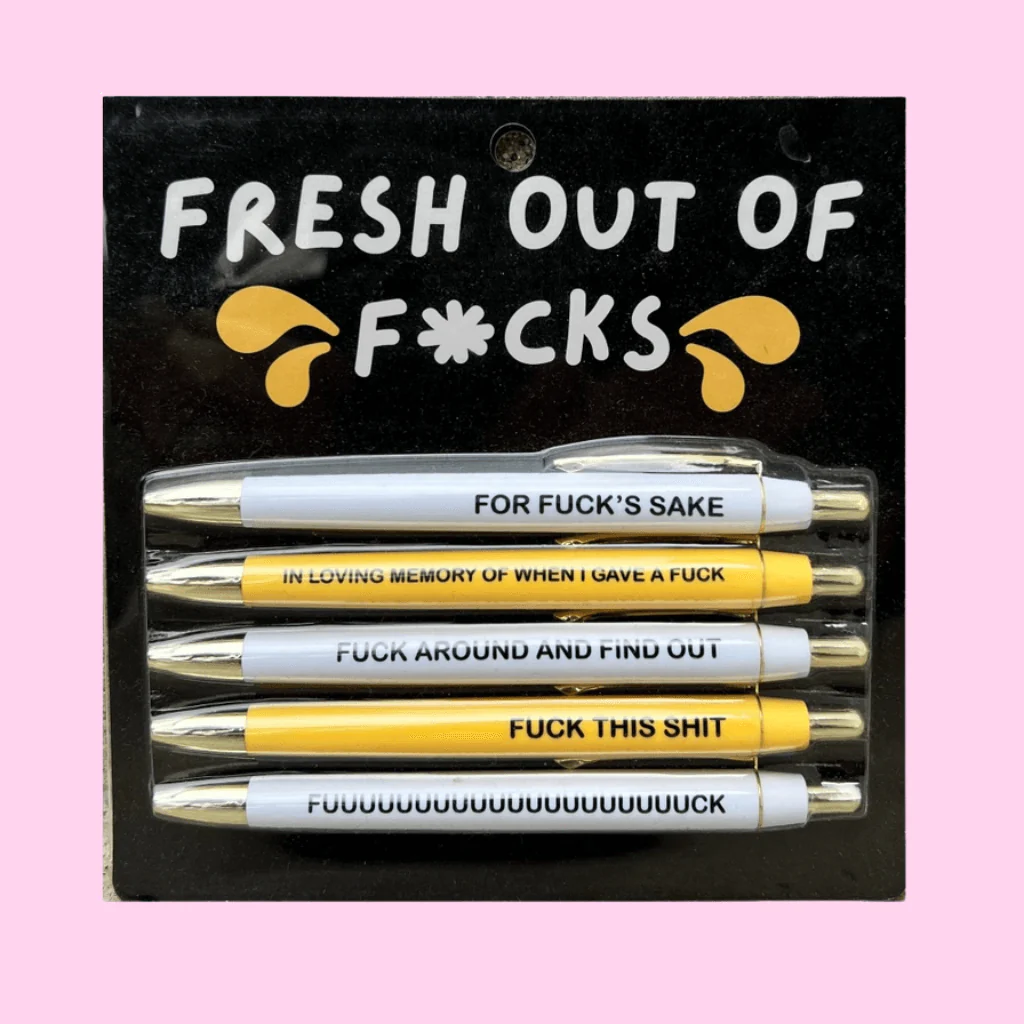 Fresh Out Of F*cks Pen Set – 5 Black Ink Pens
