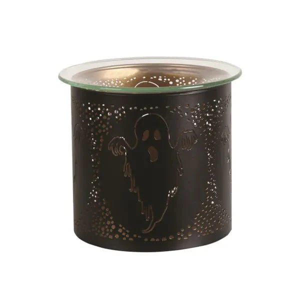 Ghost Halloween Wax Melt Burner – Spooky Black Metal Design - Image 2
