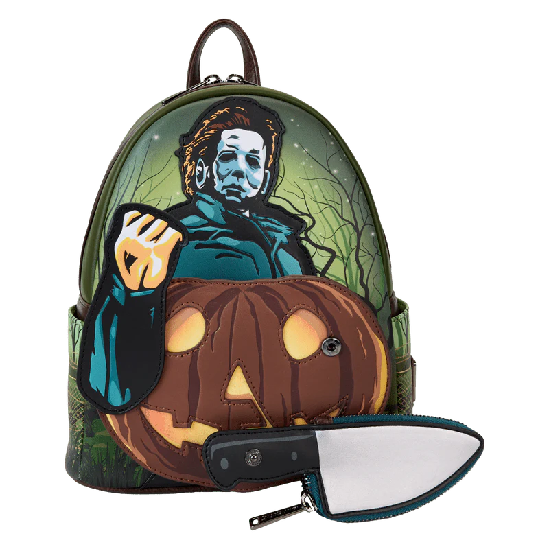 Loungefly Halloween Michael Myers Pumpkin Glow Mini Backpack with Coin Bag - Image 3
