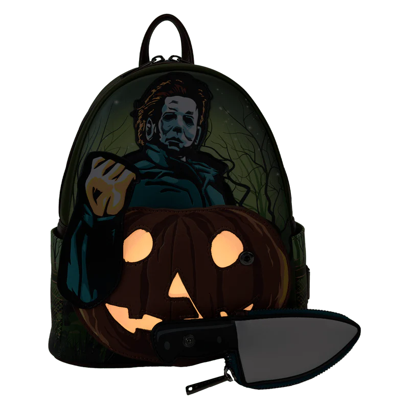 Loungefly Halloween Michael Myers Pumpkin Glow Mini Backpack with Coin Bag - Image 4
