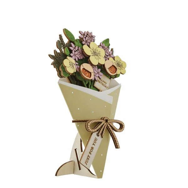 Happy Birthday 3D Flower Figurine Card - Image 3