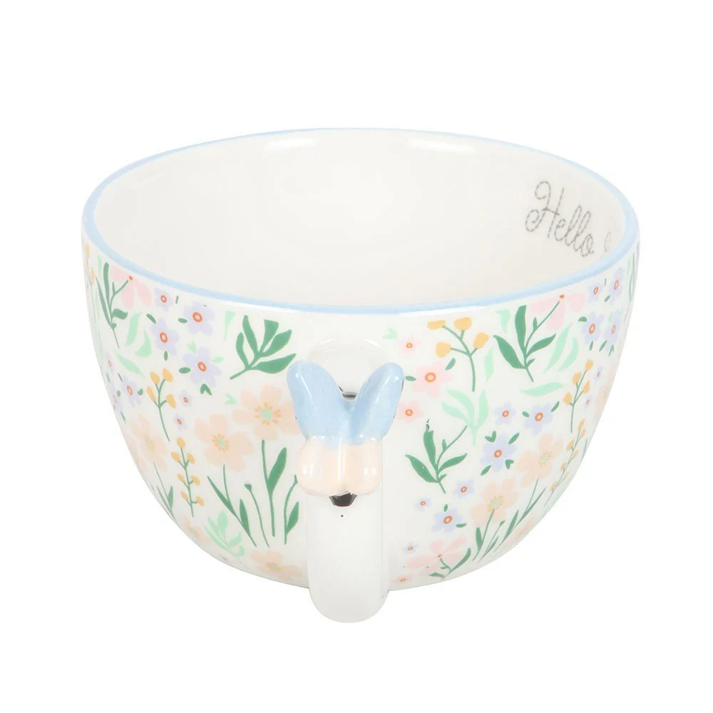 Hello Beautiful Ditsy Floral Print Mug with Butterfly - Image 2