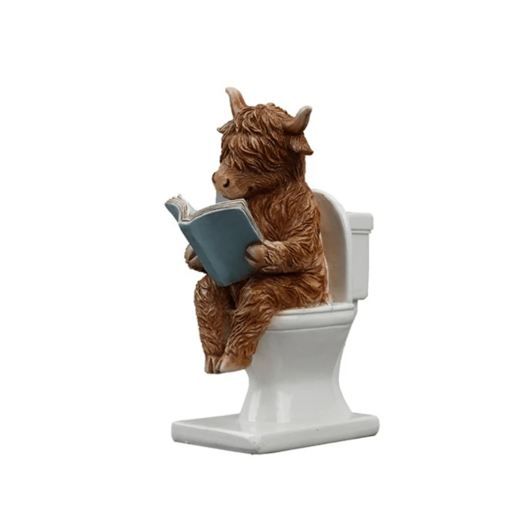 Highland Cow Bathroom Time Figurine