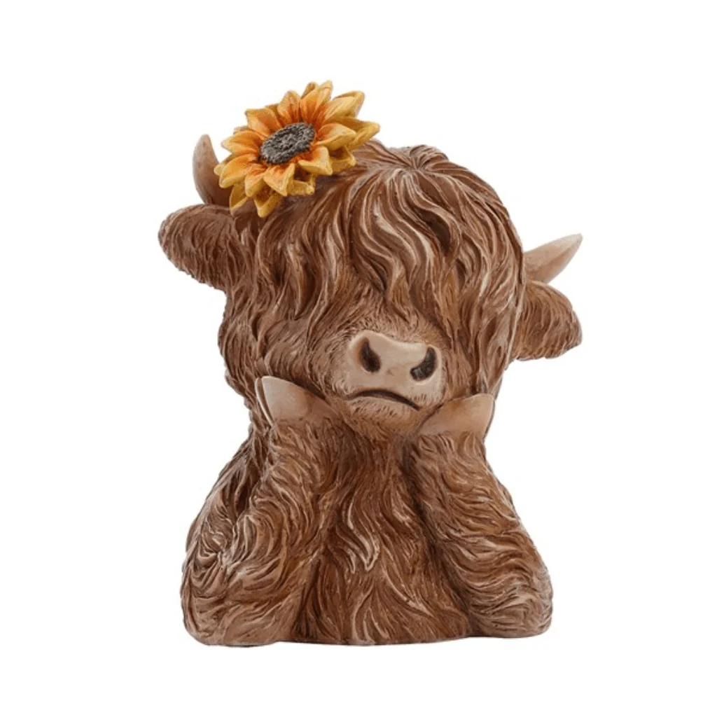 Highland Cow Sunflower Figurine