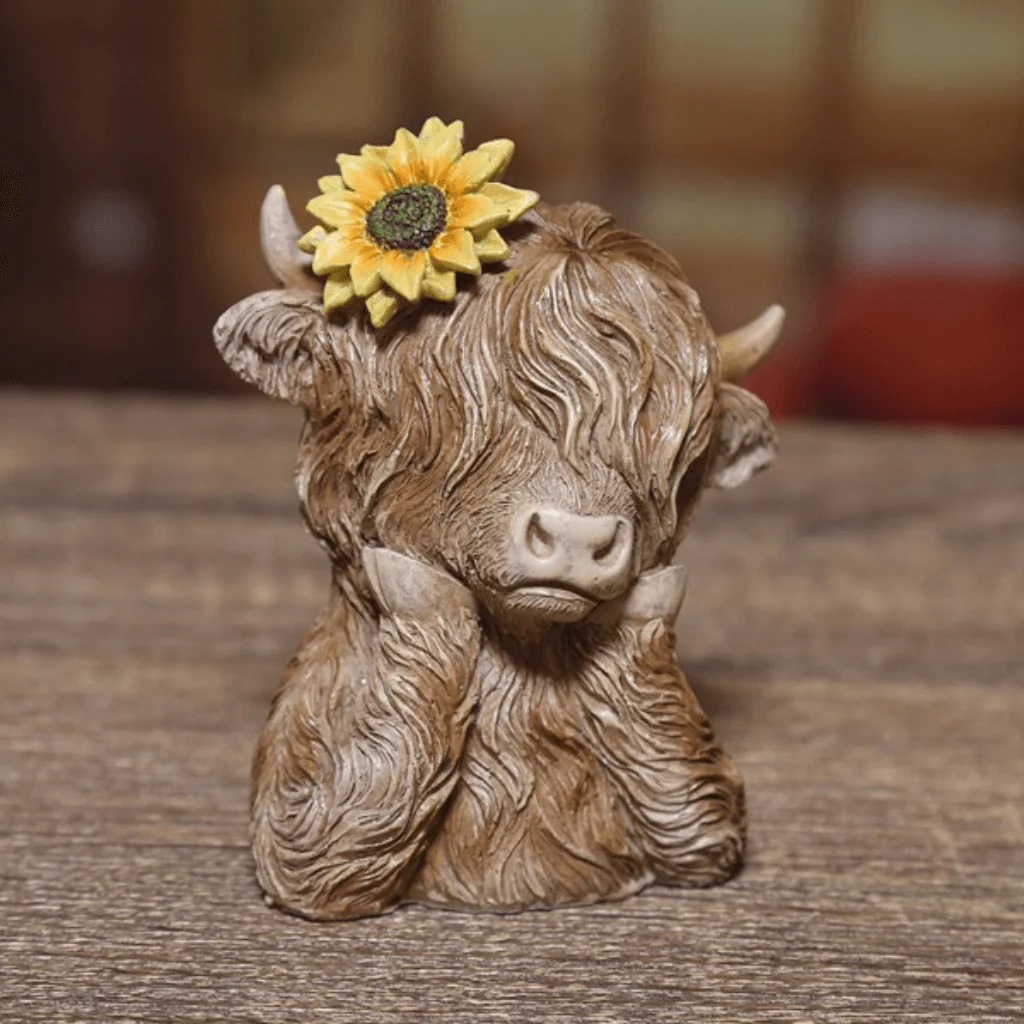 Highland Cow Sunflower Figurine - Image 2