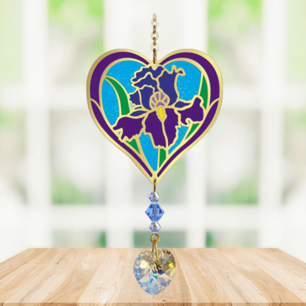 Iris Heart Crystal Suncatcher – Fabulous Florals - Image 2