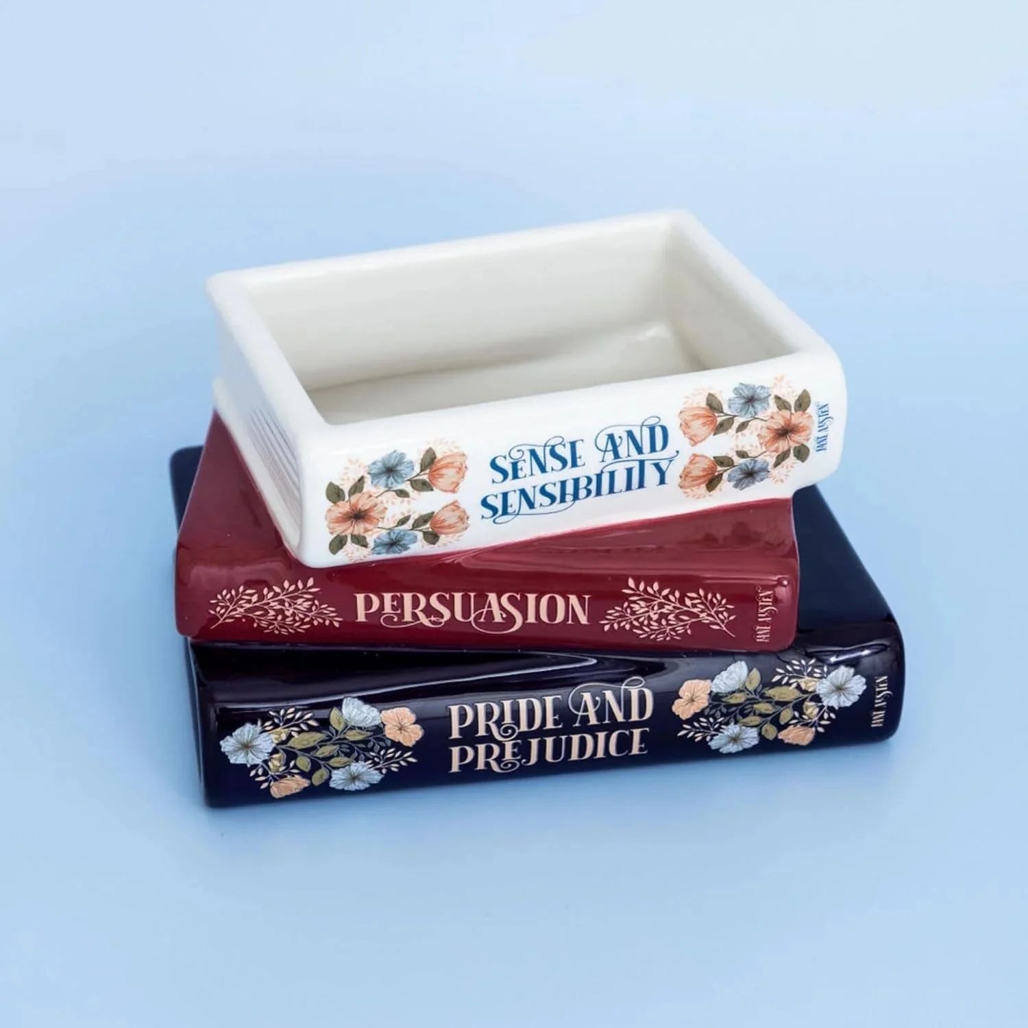 Jane Austen Ceramic Book Vase Stack β Sense, Persuasion & Pride - Image 3