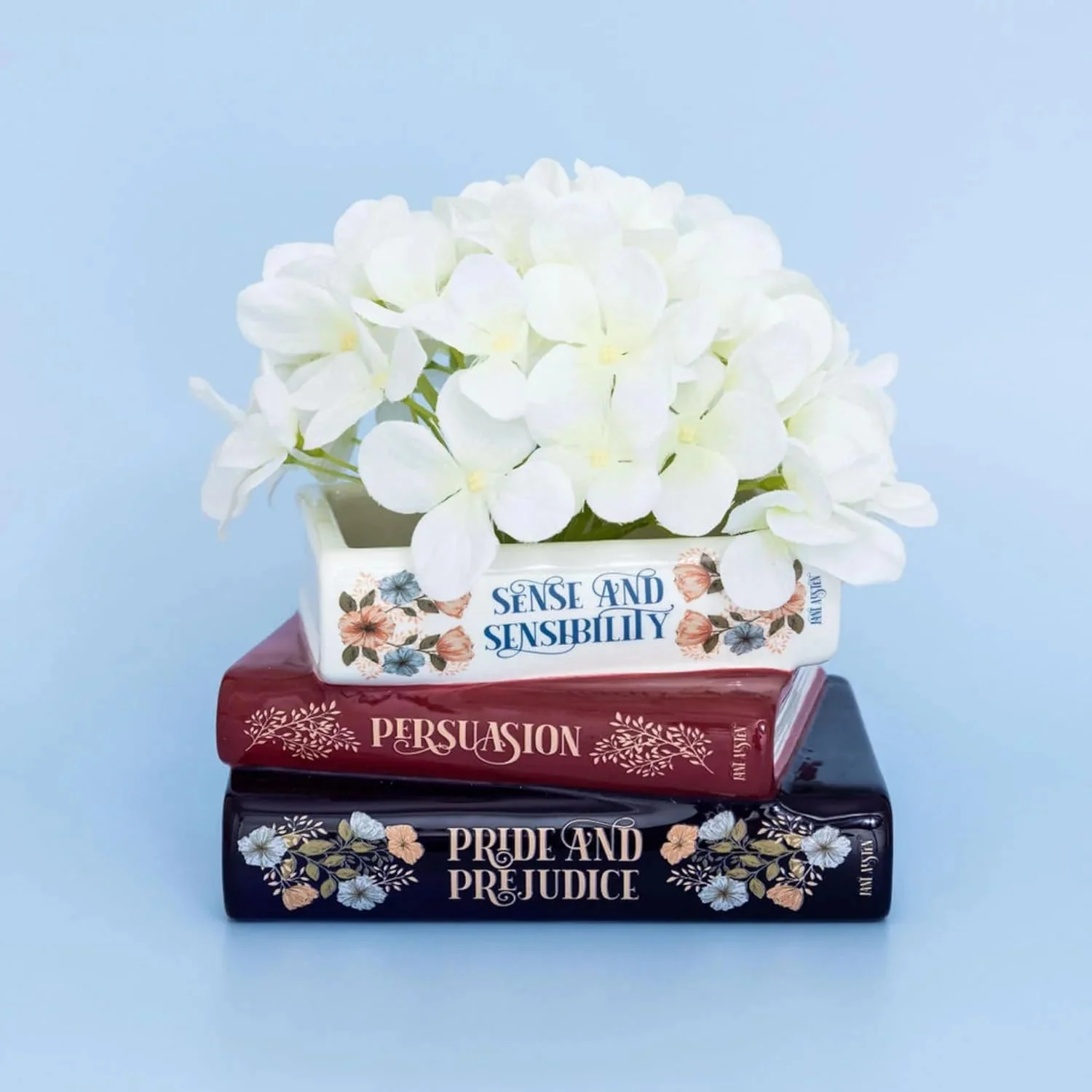 Jane Austen Ceramic Book Vase Stack β Sense, Persuasion & Pride - Image 4