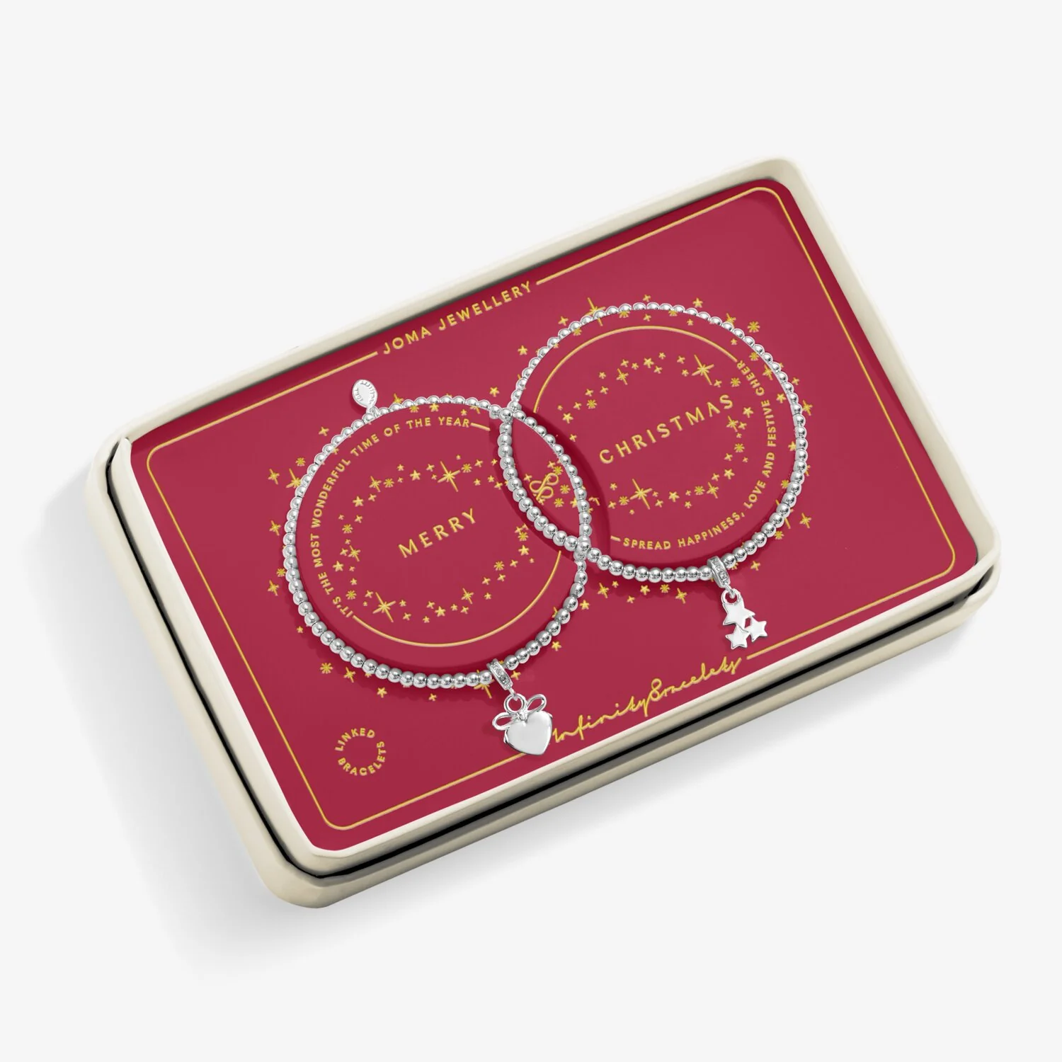Joma Jewellery - 'Merry Christmas' Linked Infinity Bracelets
