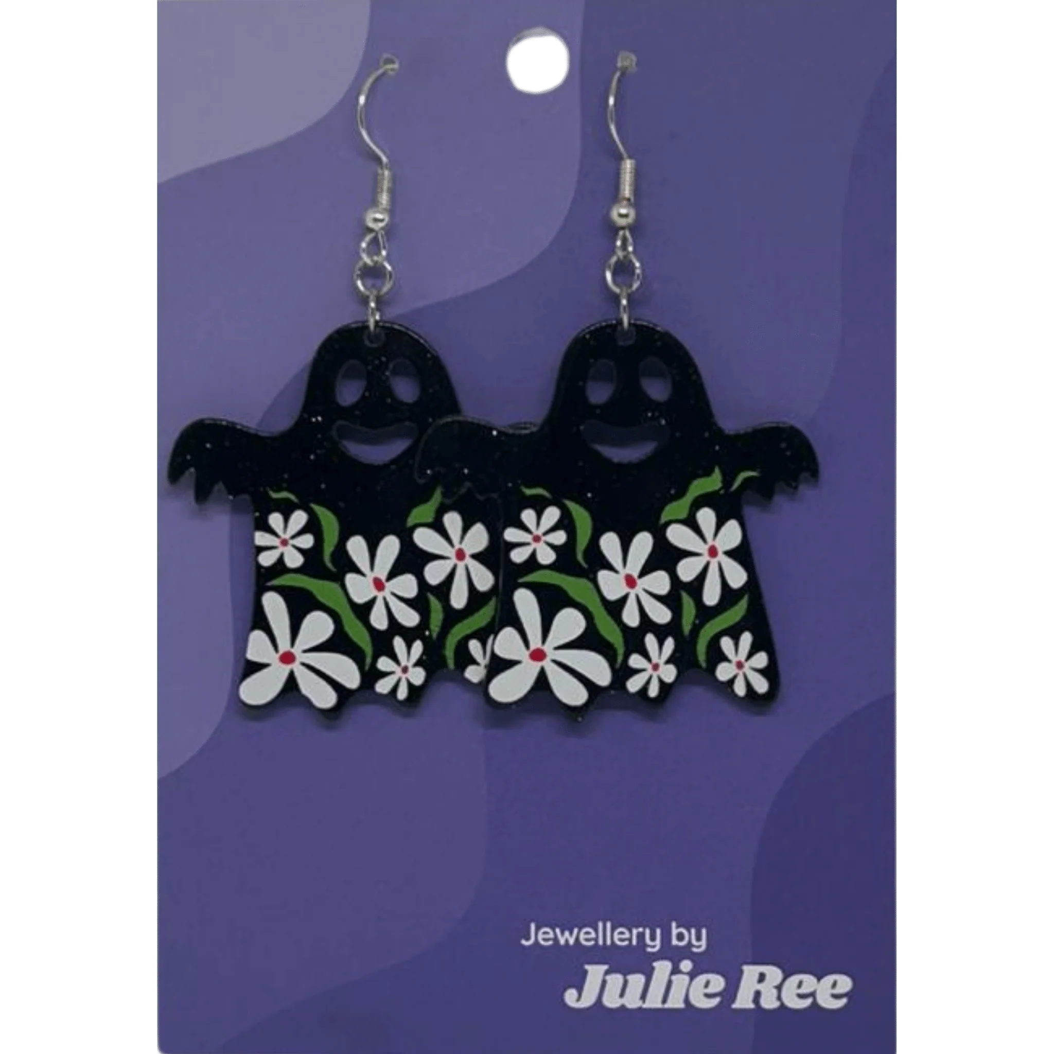 Julie Ree Earrings - Black Floral Ghost