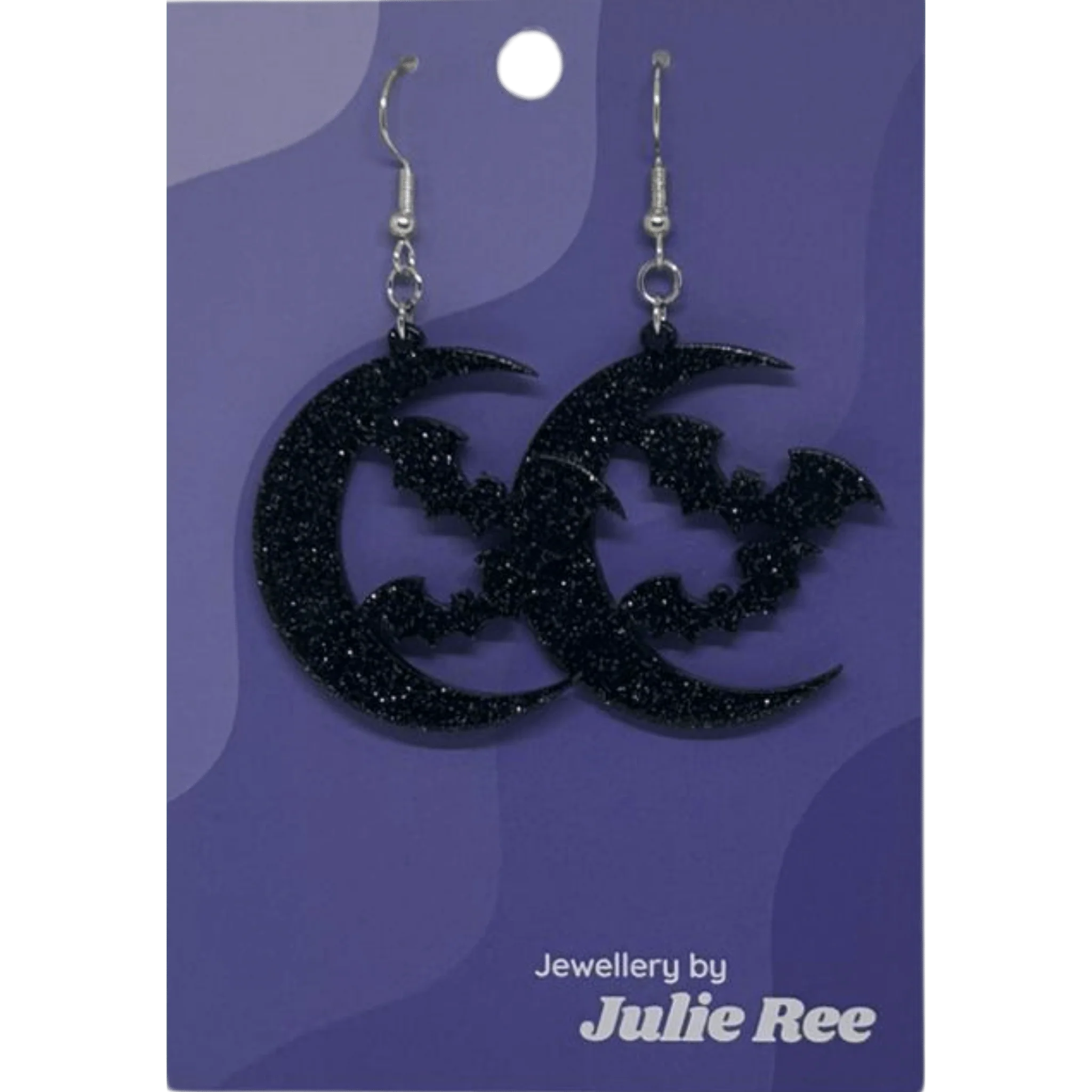 Julie Ree Earrings - Black Moon Bats