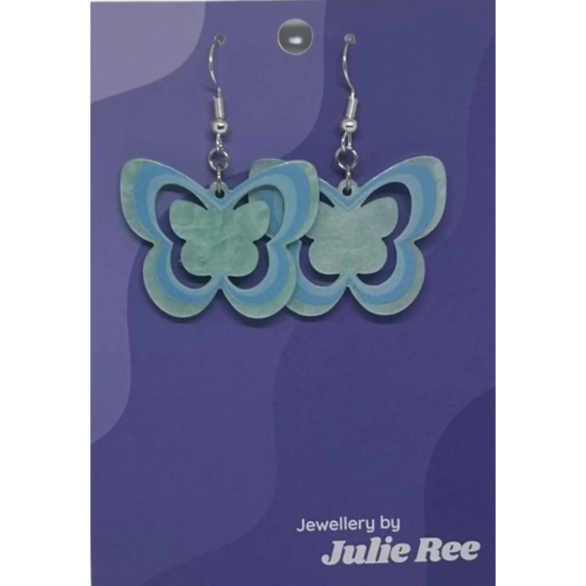 Julie Ree Earrings - Blue Hollow Butterfly