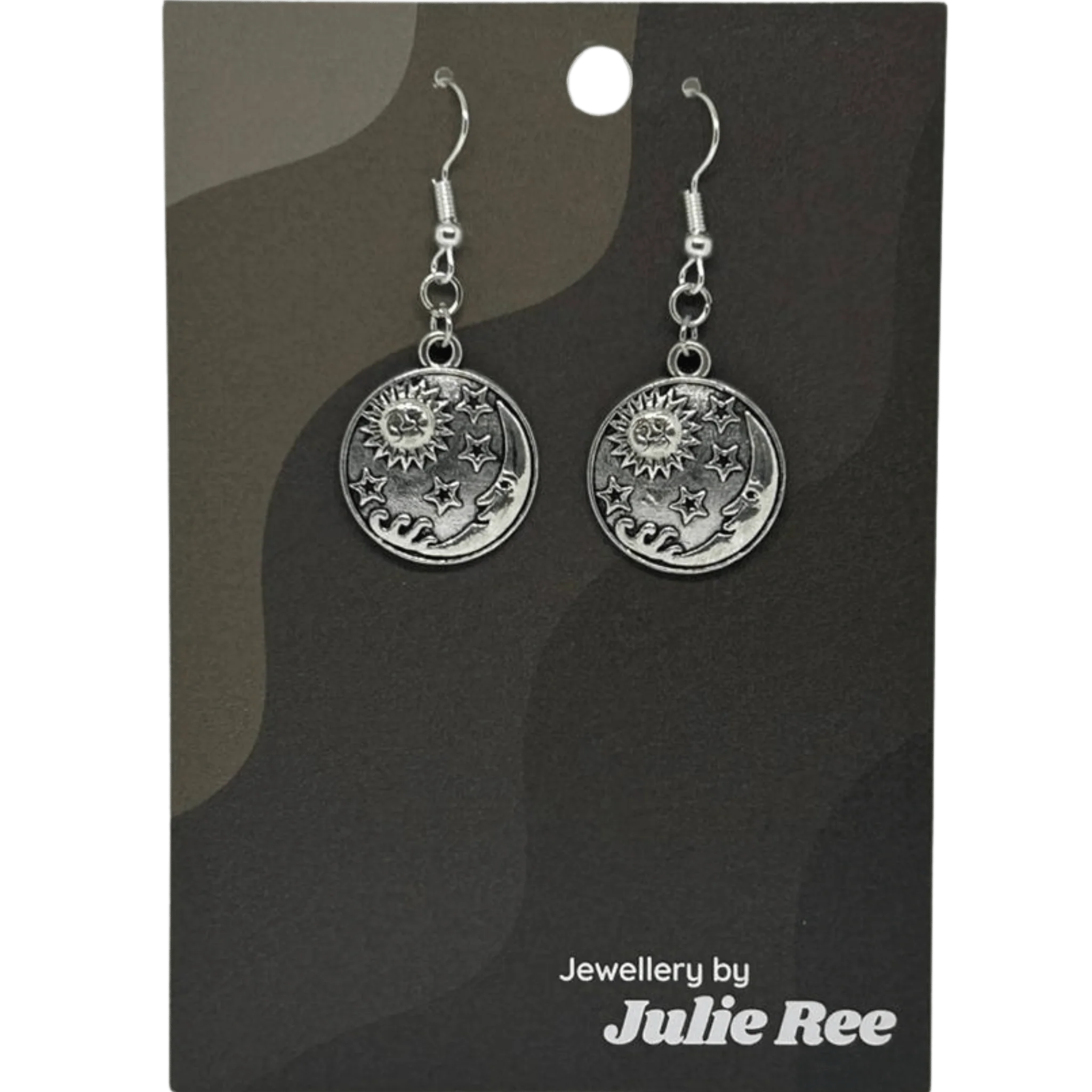 Julie Ree Earrings - Circular Sun & Moon