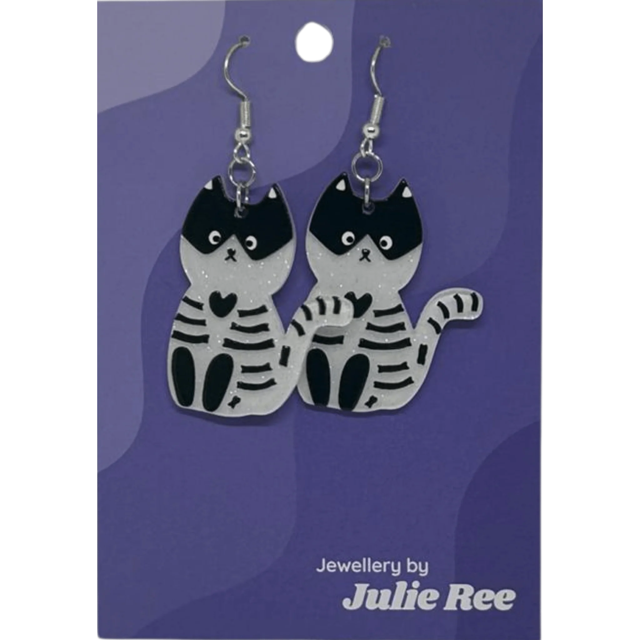 Julie Ree Earrings - Glitter Skeleton Cat