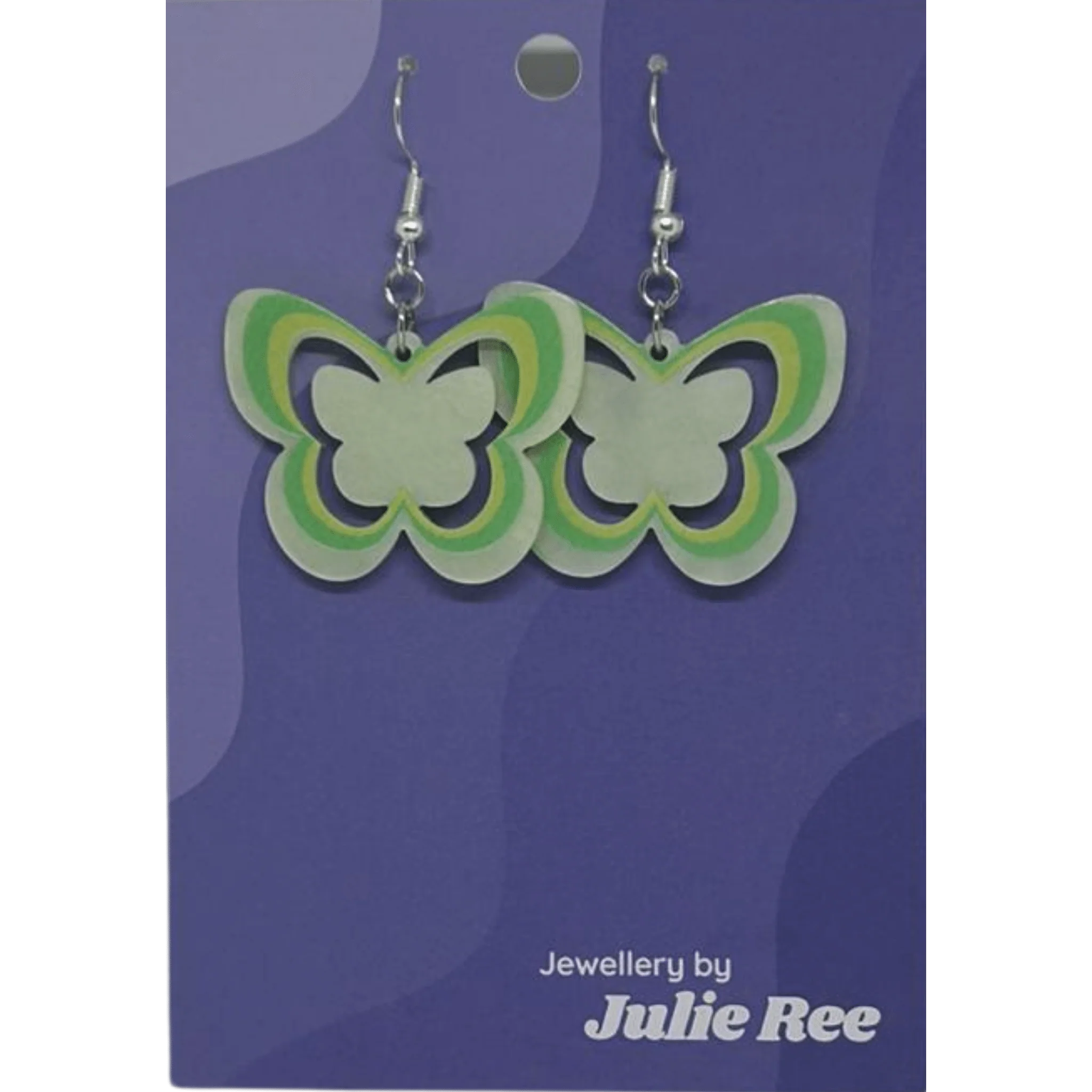Julie Ree Earrings - Green Hollow Butterfly