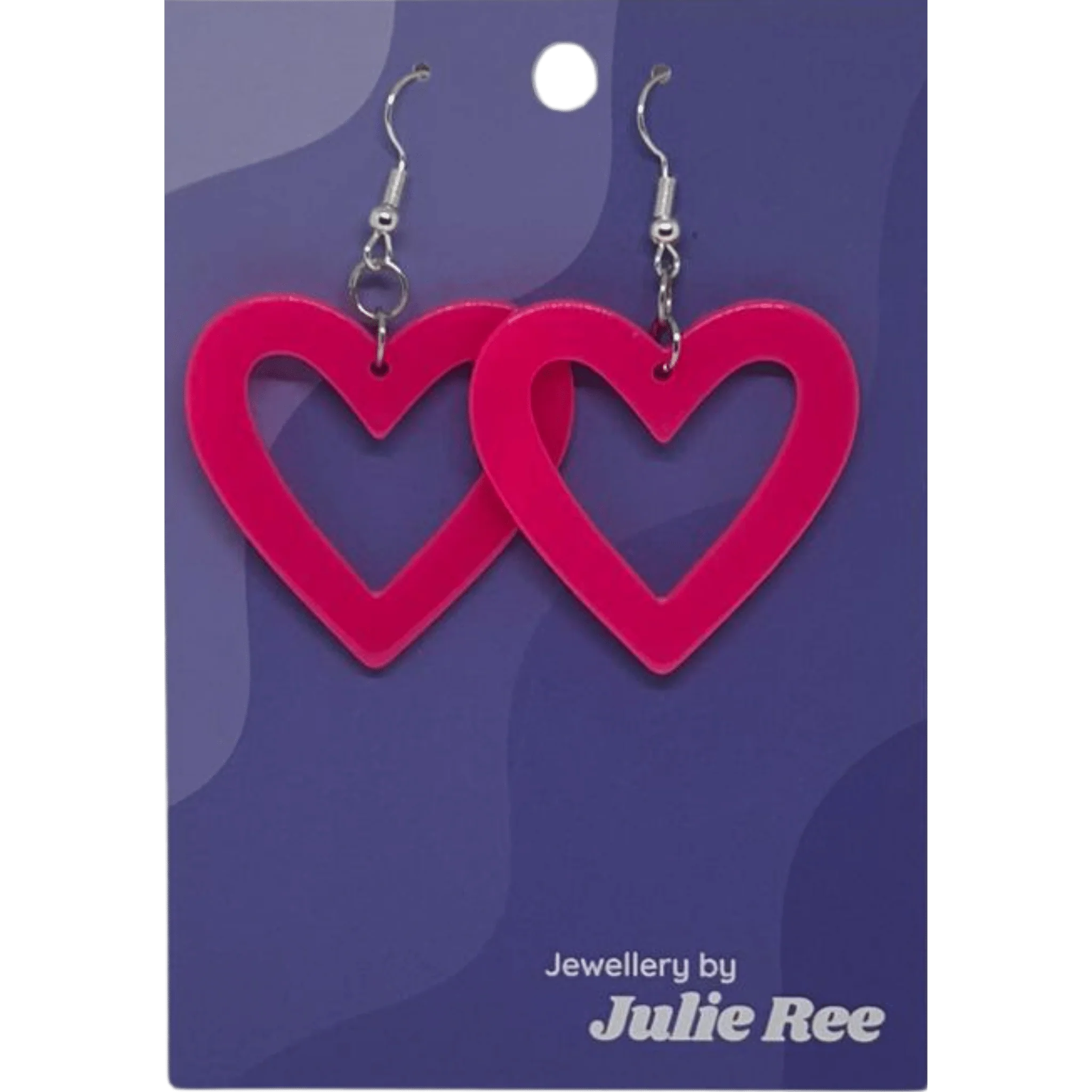 Julie Ree Earrings - Pink Hollow Heart
