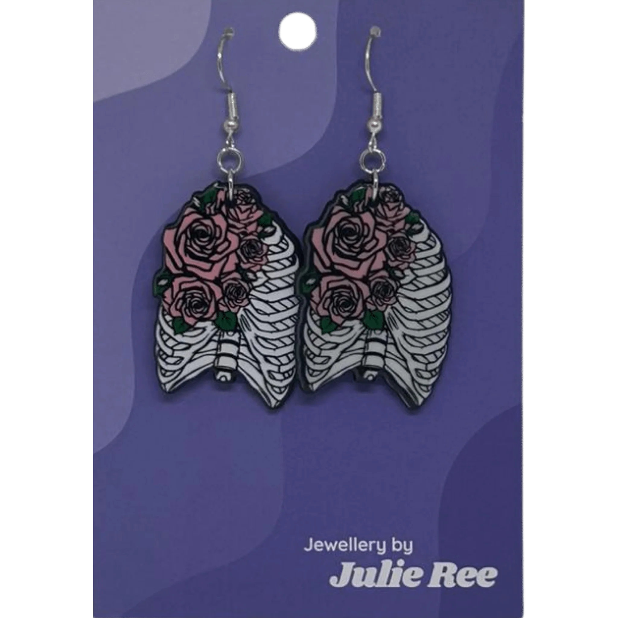 Julie Ree Earrings - Rose Skeleton Ribs