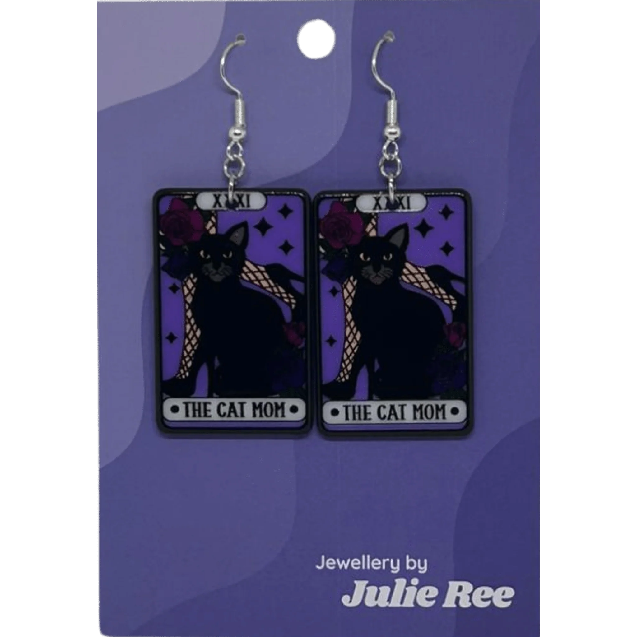 Julie Ree Earrings - The Cat Mum Tarot Card