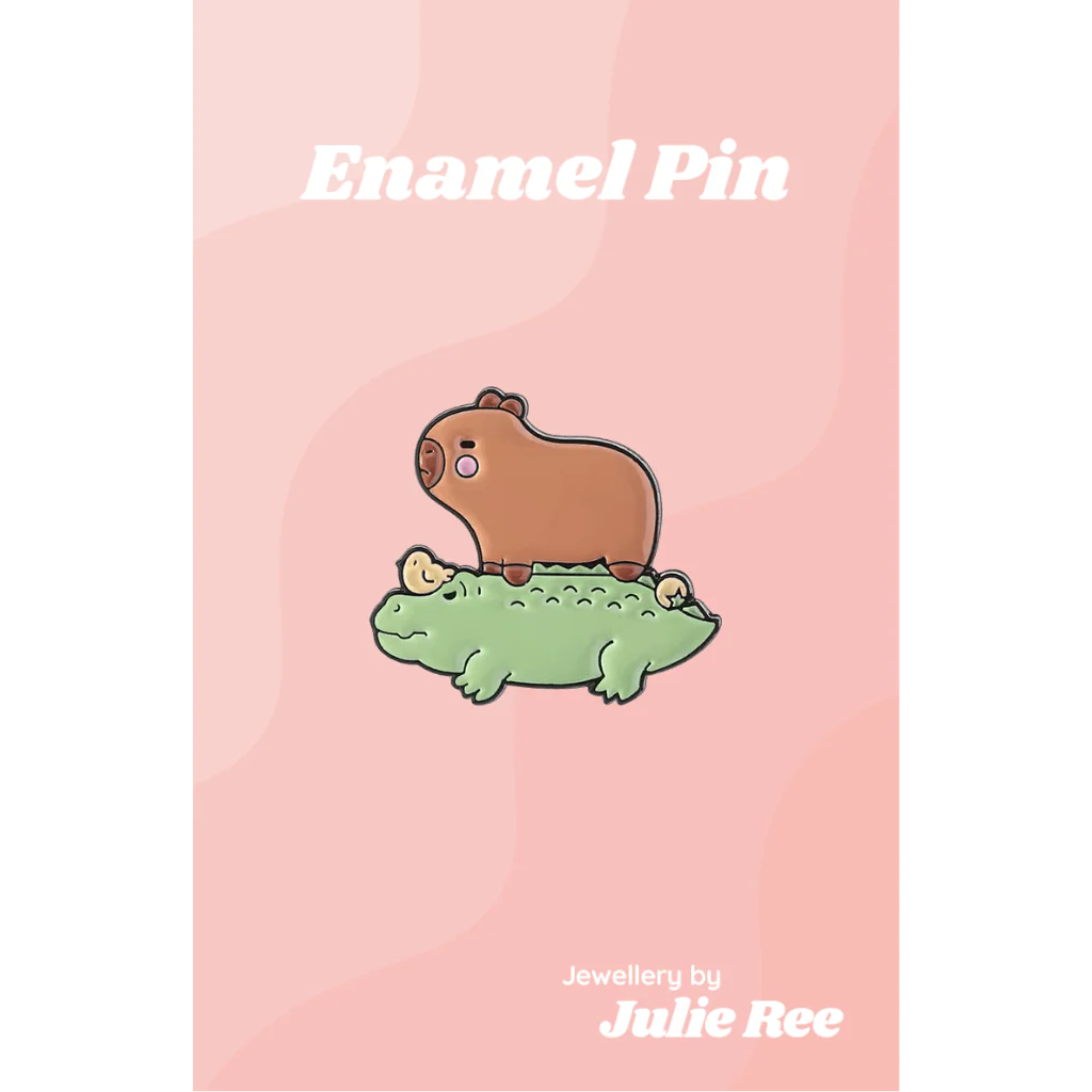 Julie Ree Enamel Pin - Capybara Alligator