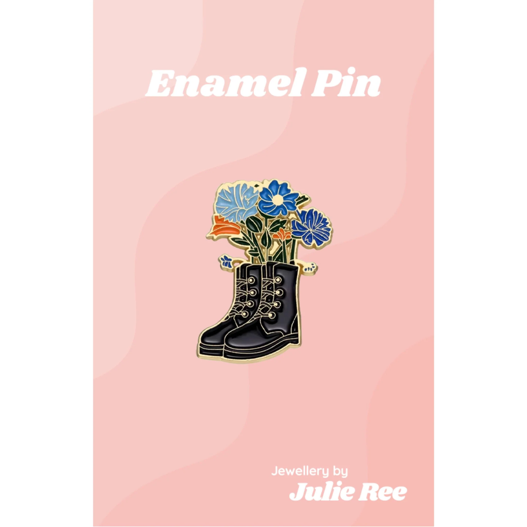 Julie Ree Enamel Pin - Floral Boots