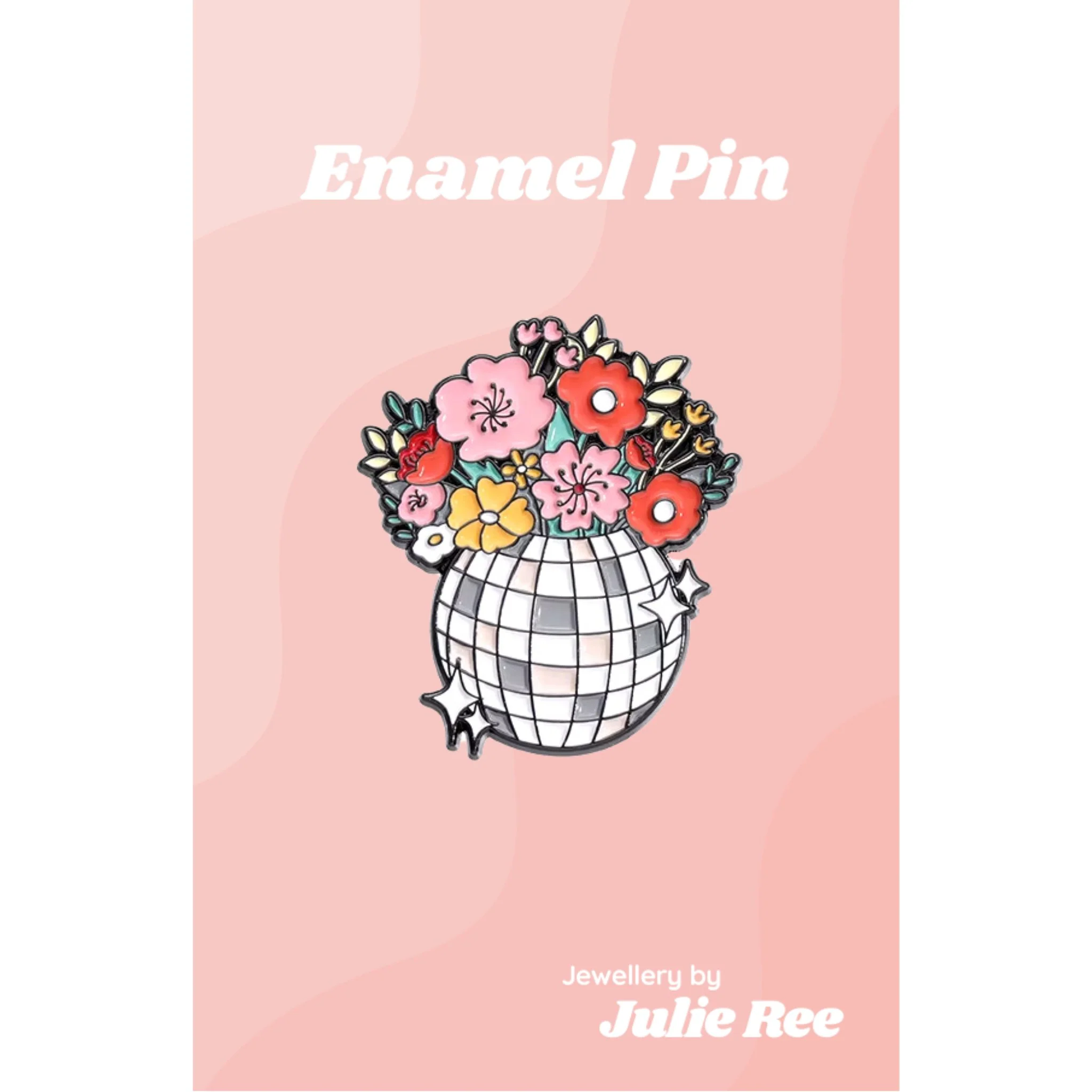 Julie Ree Enamel Pin - Floral Disco Ball